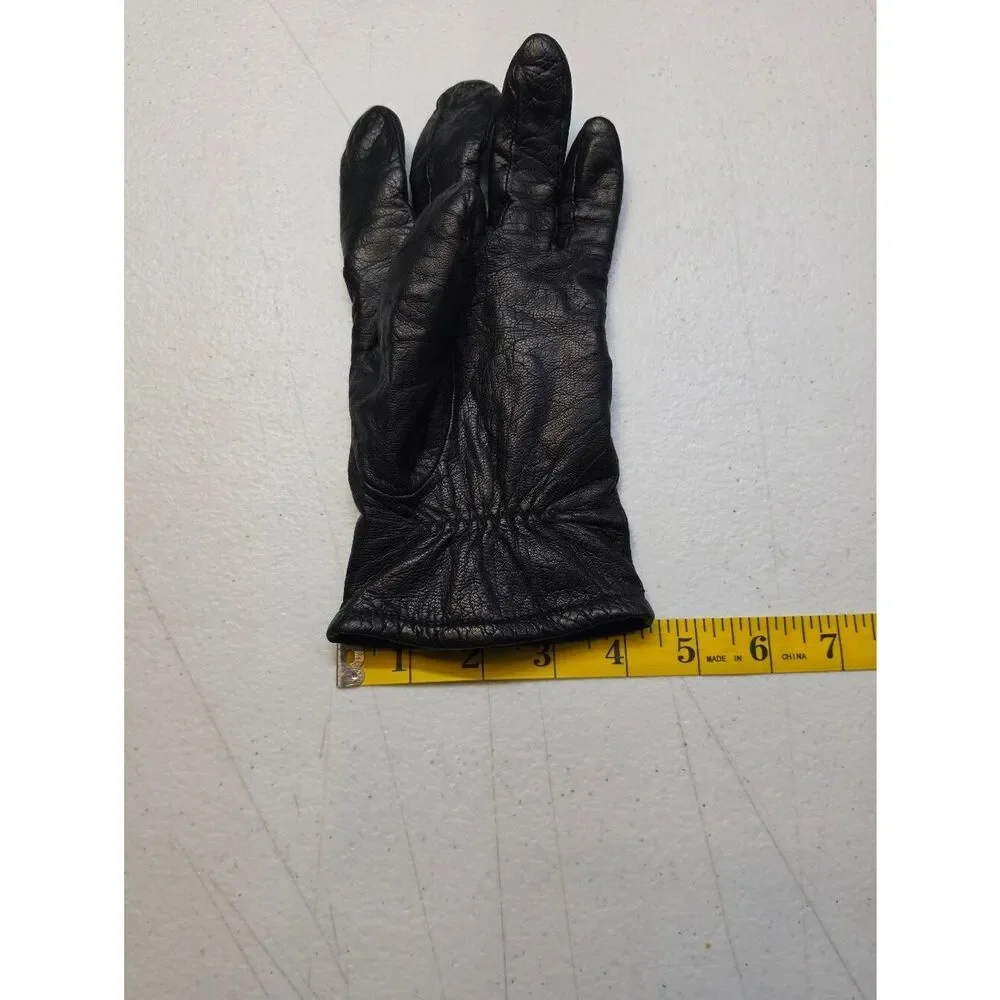 Fownes Short Black Leather Driving Gloves